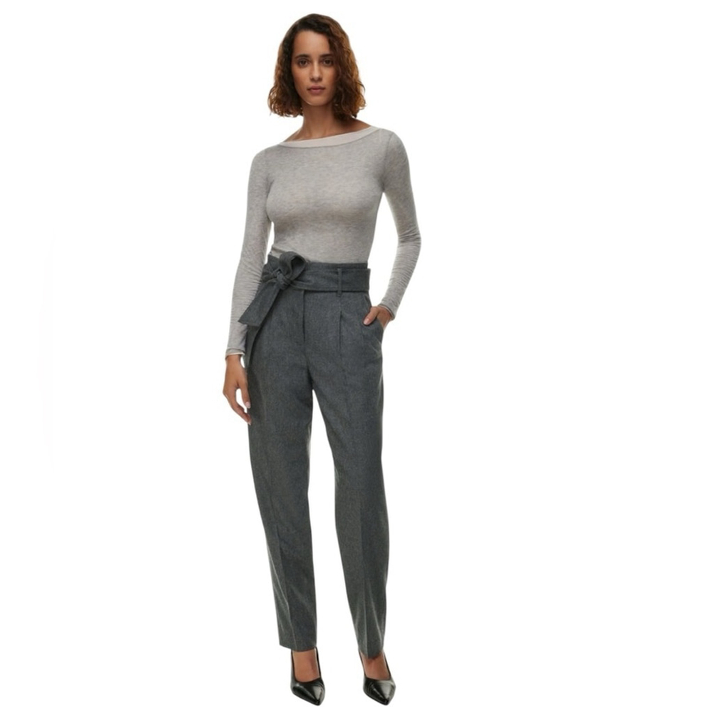 Wilfred Charcoal Bow-Accent Trousers